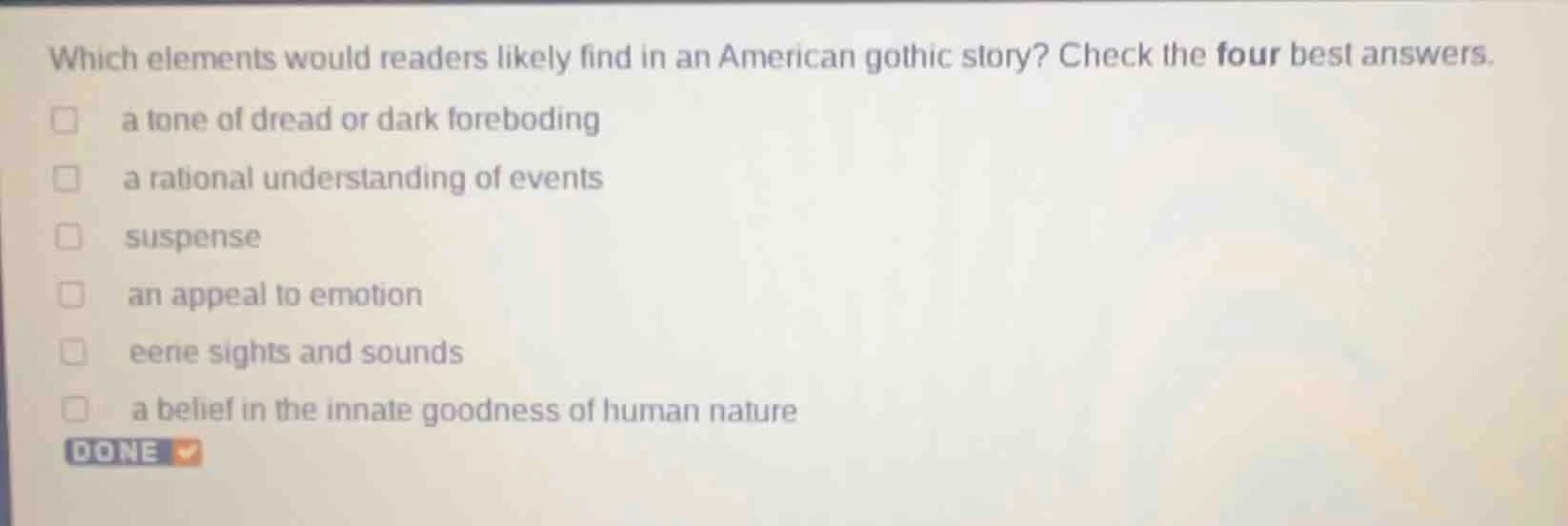 which elements would readers likely find in an american gothic story? c…