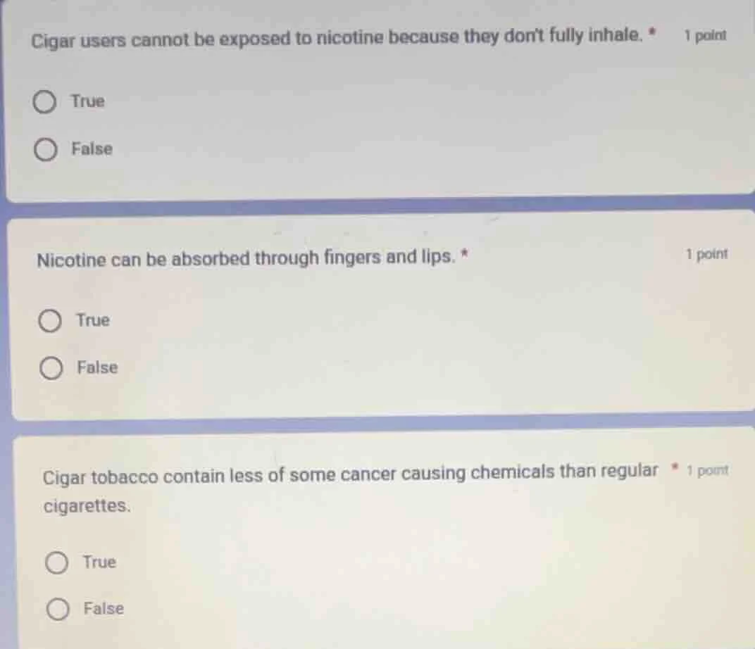 1 point cigar users cannot be exposed to nicotine because they dont ful…