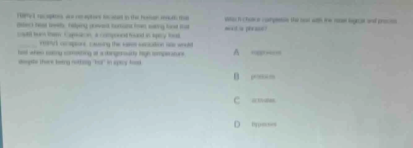trpv1 receptors are one type of receptor related to the feeling pathway…