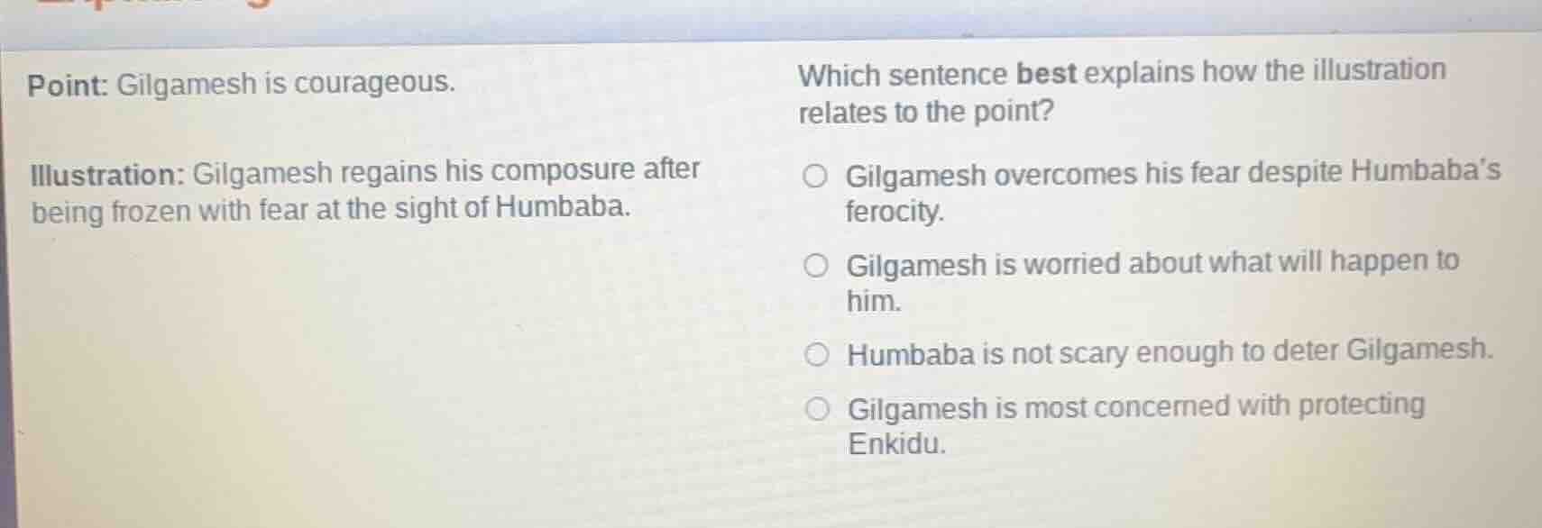 point: gilgamesh is courageous. illustration: gilgamesh regains his com…