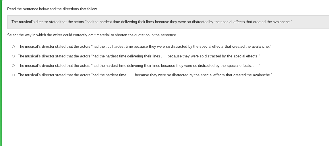 read the sentence below and the directions that follow. the musicals di…