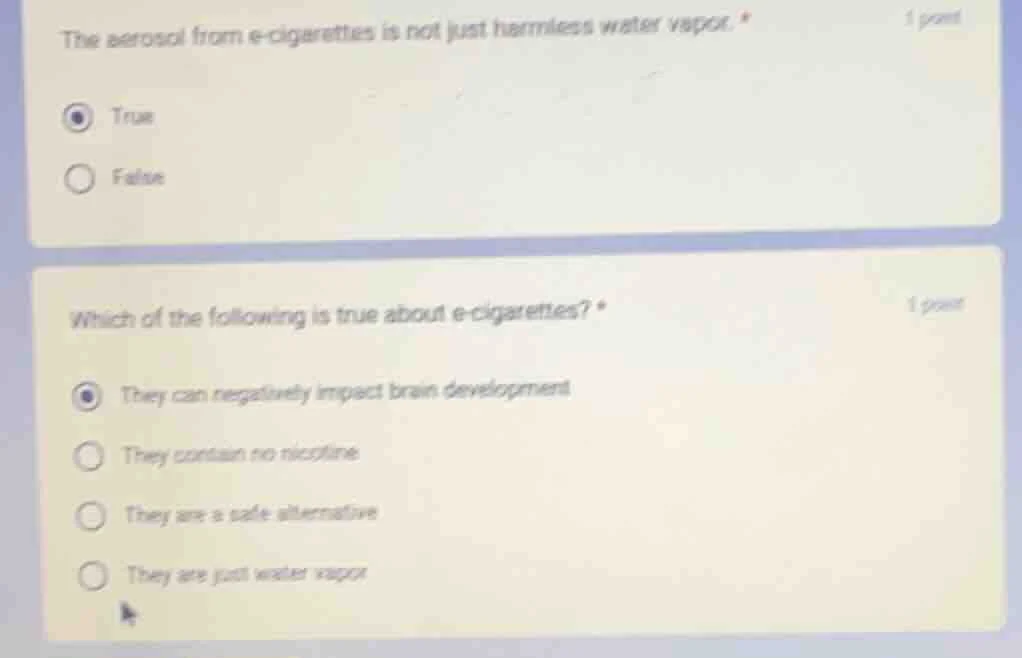 1 point the aerosol from e-cigarettes is not just harmless water vapor.…