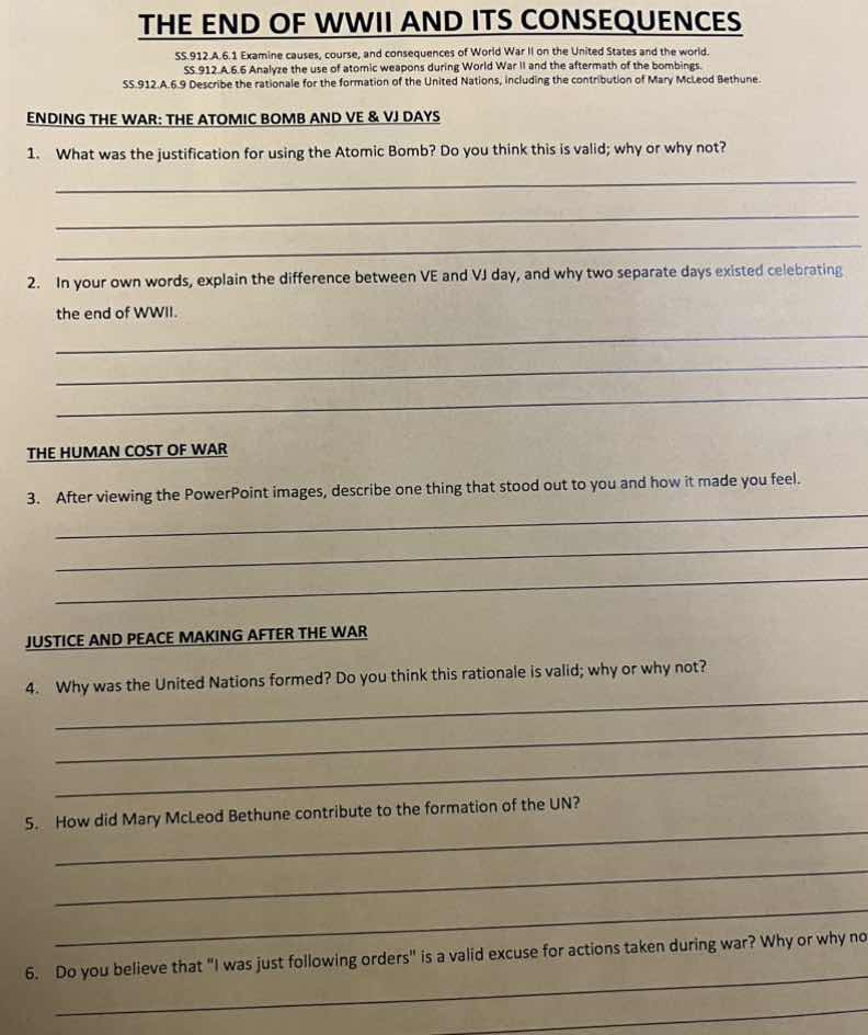 the end of wwii and its consequences ss.912.a.6.1 examine causes, cours…