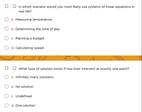 1. in which scenario would you most likely use systems of linear equati…