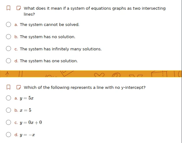 what does it mean if a system of equations graphs as two intersecting l…
