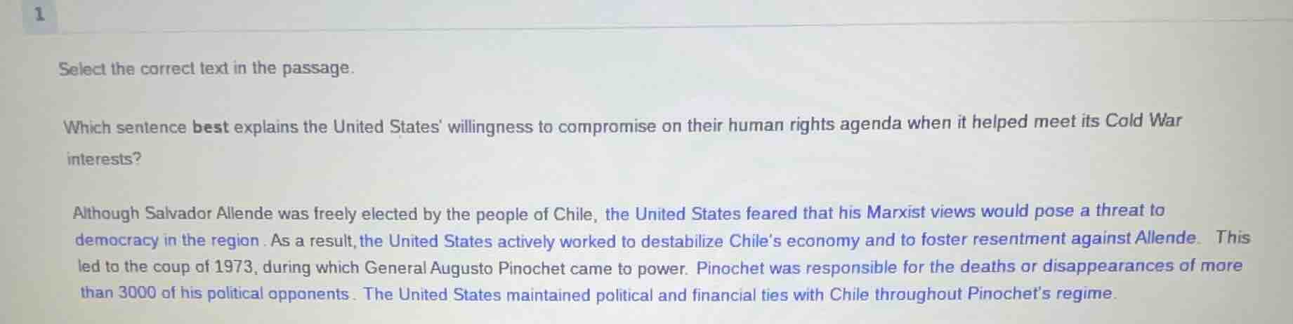 1 select the correct text in the passage. which sentence best explains …