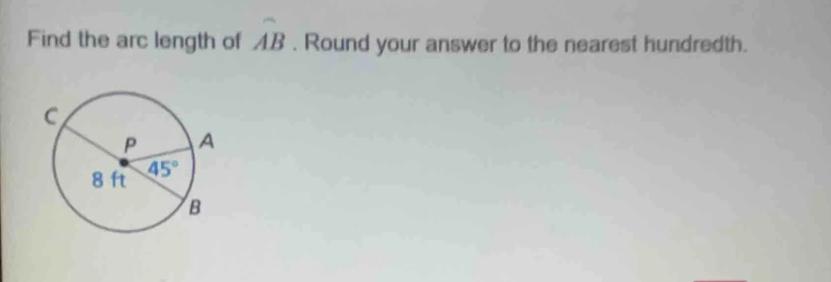 find the arc length of $overset{\frown}{ab}$. round your answer to the …