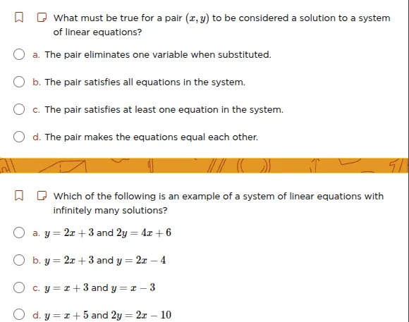 1. what must be true for a pair $(x, y)$ to be considered a solution to…