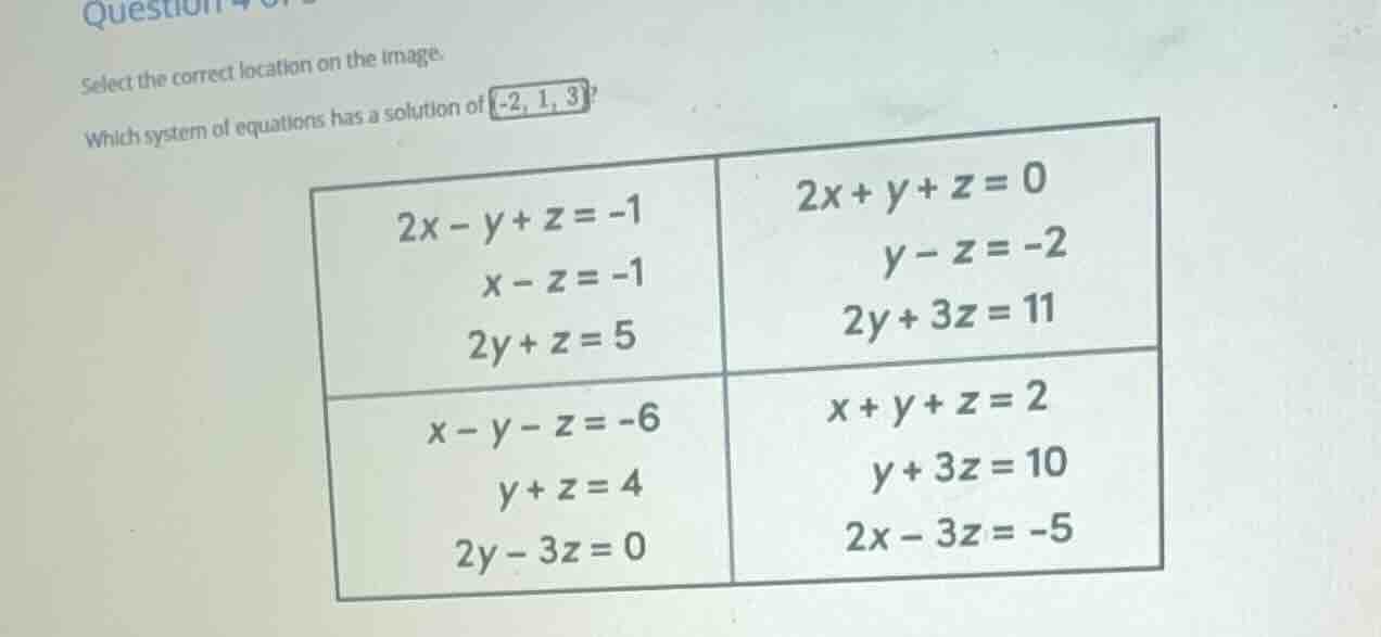 select the correct location on the image. which system of equations has…