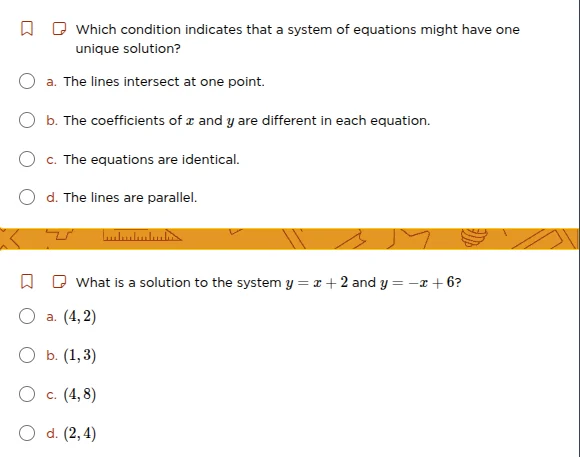 which condition indicates that a system of equations might have one uni…