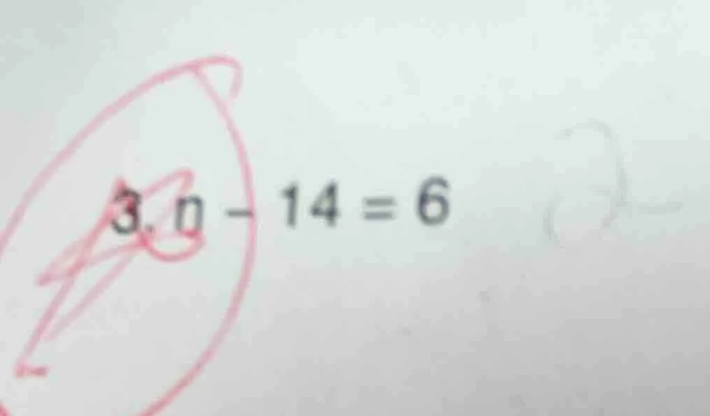 $n - 14 = 6$