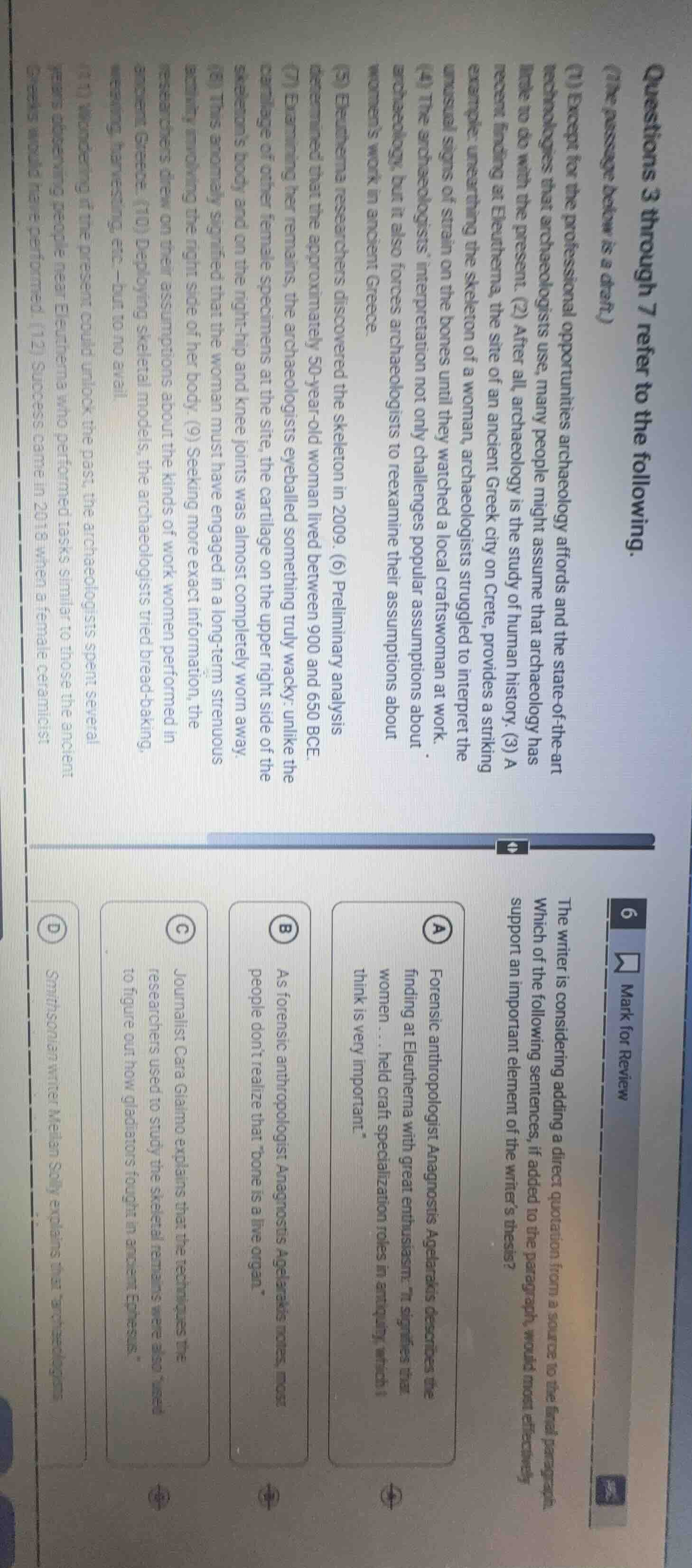 questions 3 through 7 refer to the following.(the passage below is a dr…