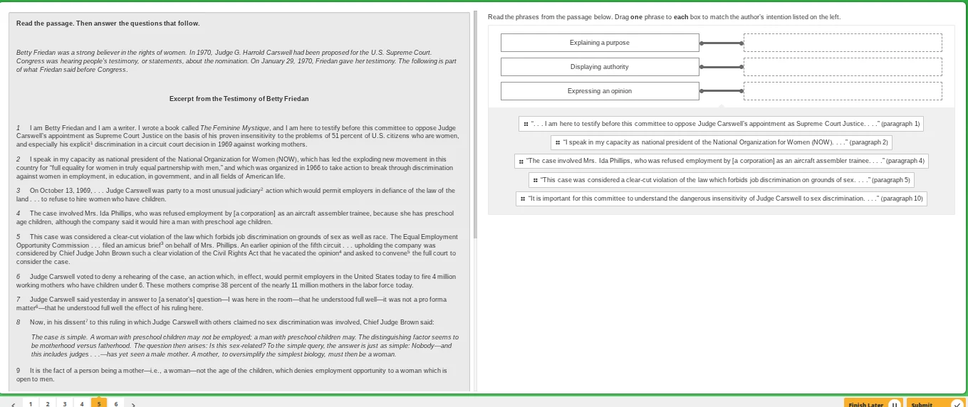 read the passage. then answer the questions that follow. betty friedan …