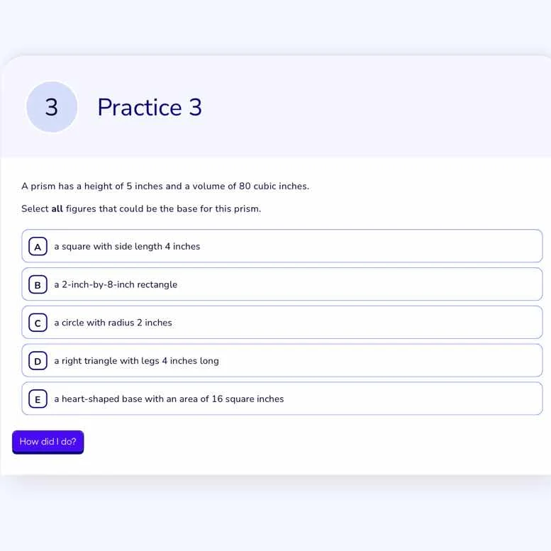 3 practice 3 a prism has a height of 5 inches and a volume of 80 cubic …