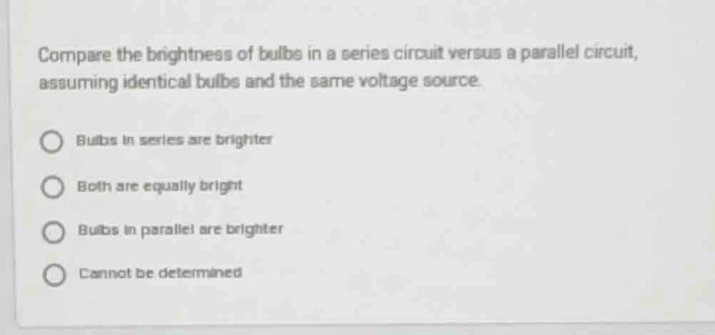 compare the brightness of bulbs in a series circuit versus a parallel c…