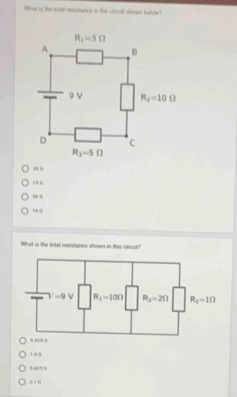 what is the total resistance in the circuit shown below?$r_1=3\\ \\omeg…