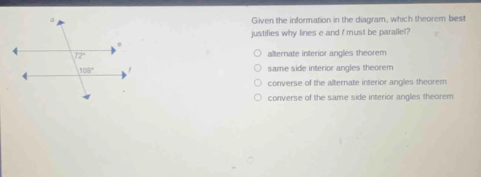 given the information in the diagram, which theorem best justifies why …