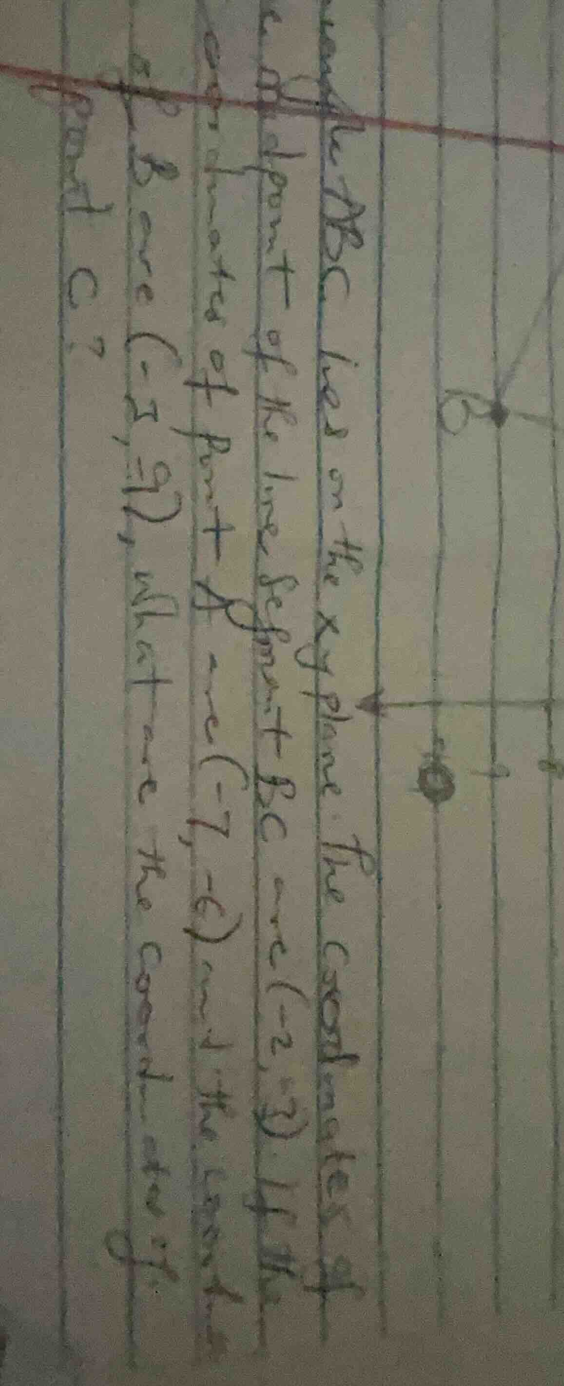 triangle abc lies on the xy plane. the coordinates of a point of the li…