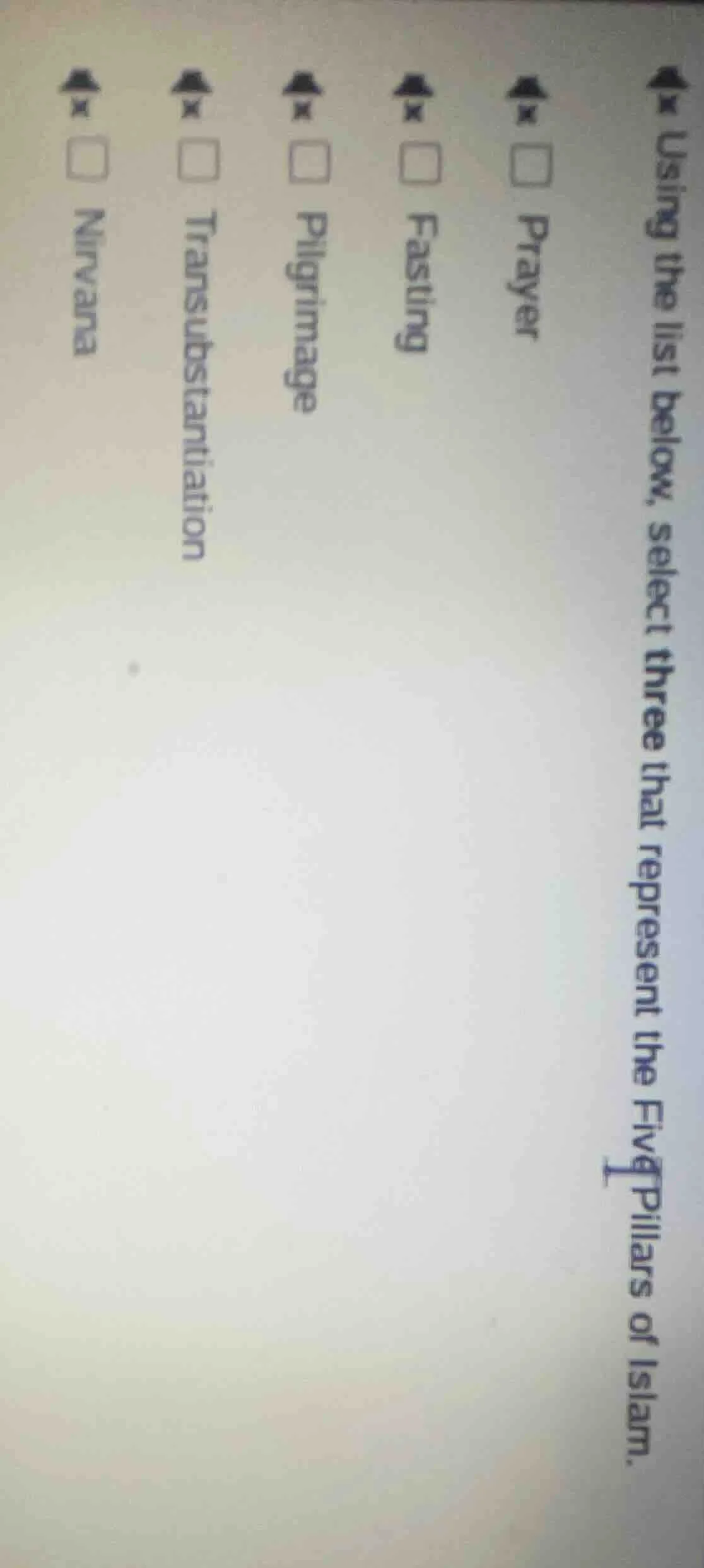 using the list below, select three that represent the five pillars of i…