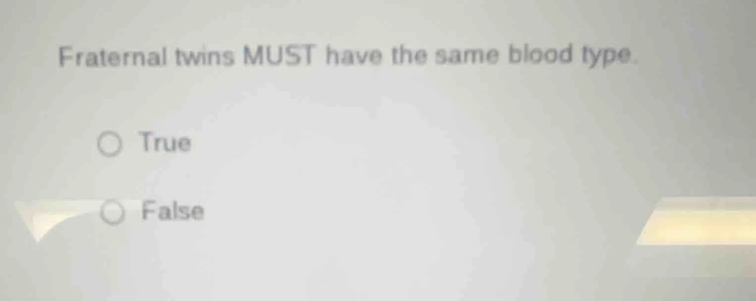fraternal twins must have the same blood type. true false