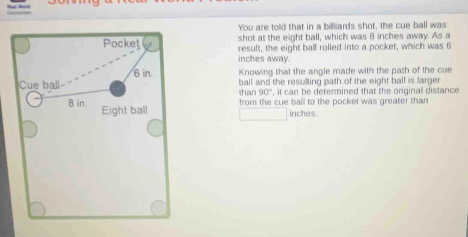 you are told that in a billiards shot, the cue ball was shot at the eig…