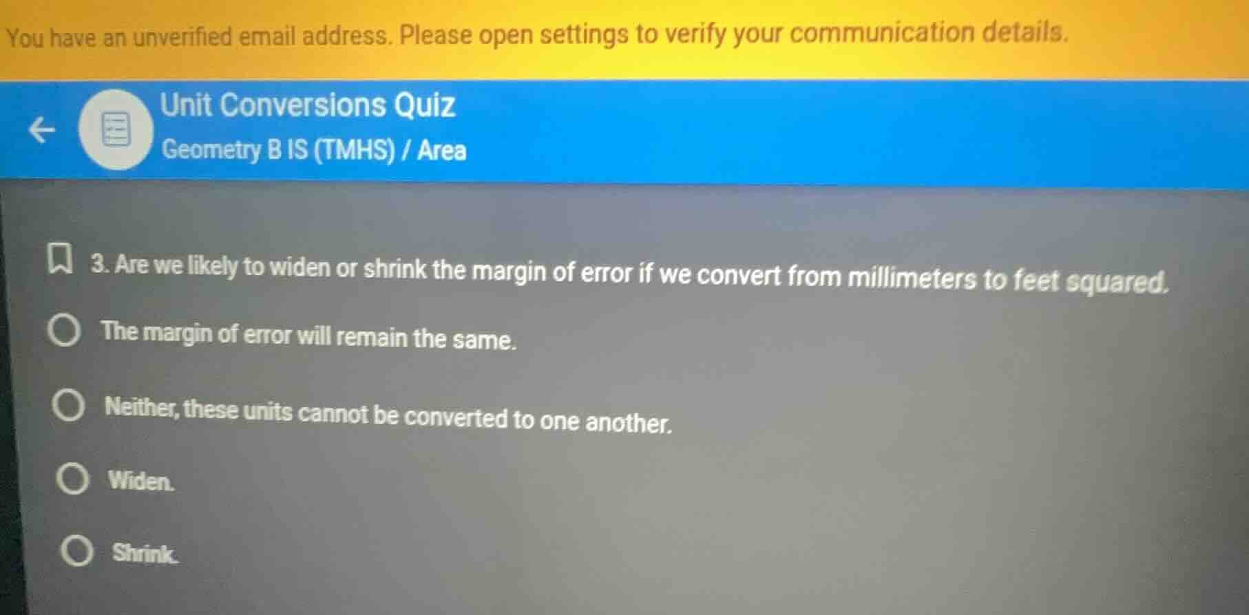 you have an unverified email address. please open settings to verify yo…