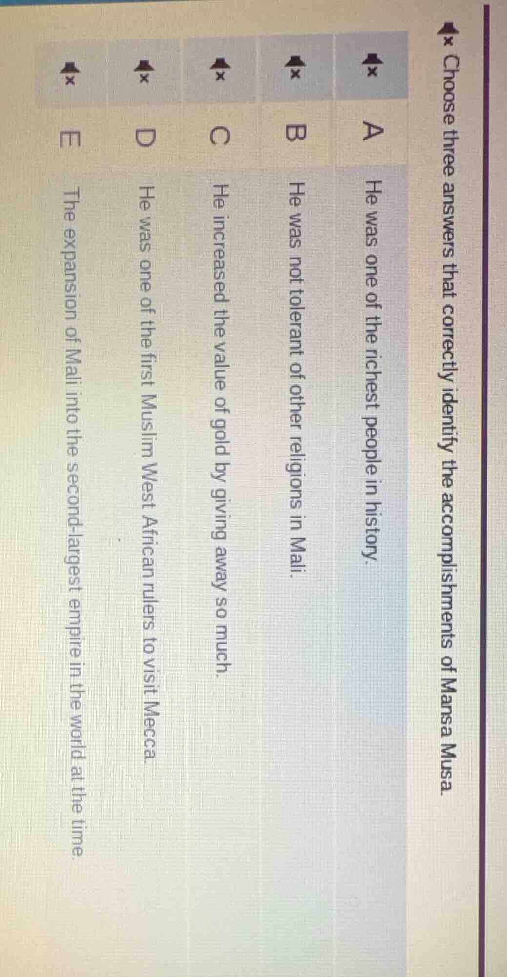 choose three answers that correctly identify the accomplishments of man…