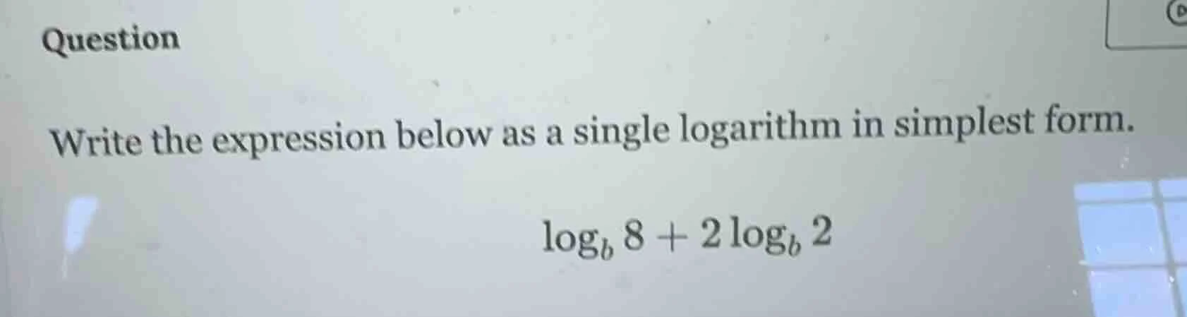 question write the expression below as a single logarithm in simplest f…