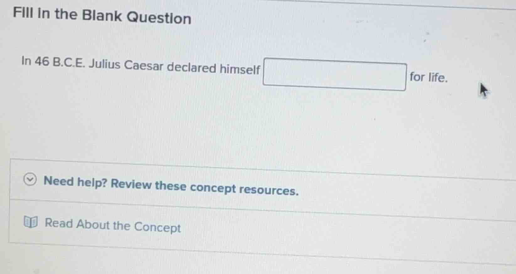 fill in the blank question in 46 b.c.e. julius caesar declared himself …