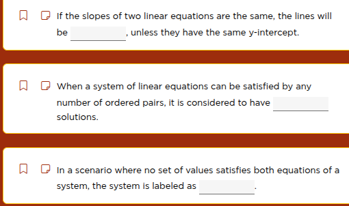if the slopes of two linear equations are the same, the lines will be _…