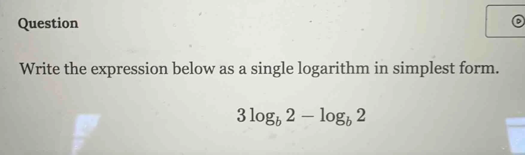 question write the expression below as a single logarithm in simplest f…