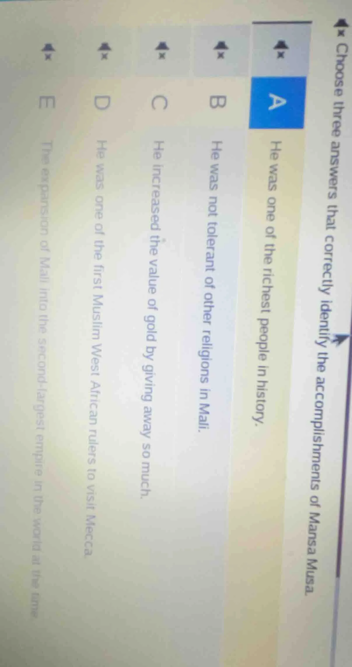 choose three answers that correctly identify the accomplishments of man…