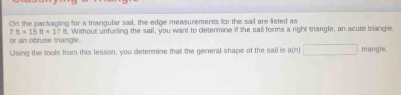 on the packaging for a triangular sail, the edge measurements for the s…