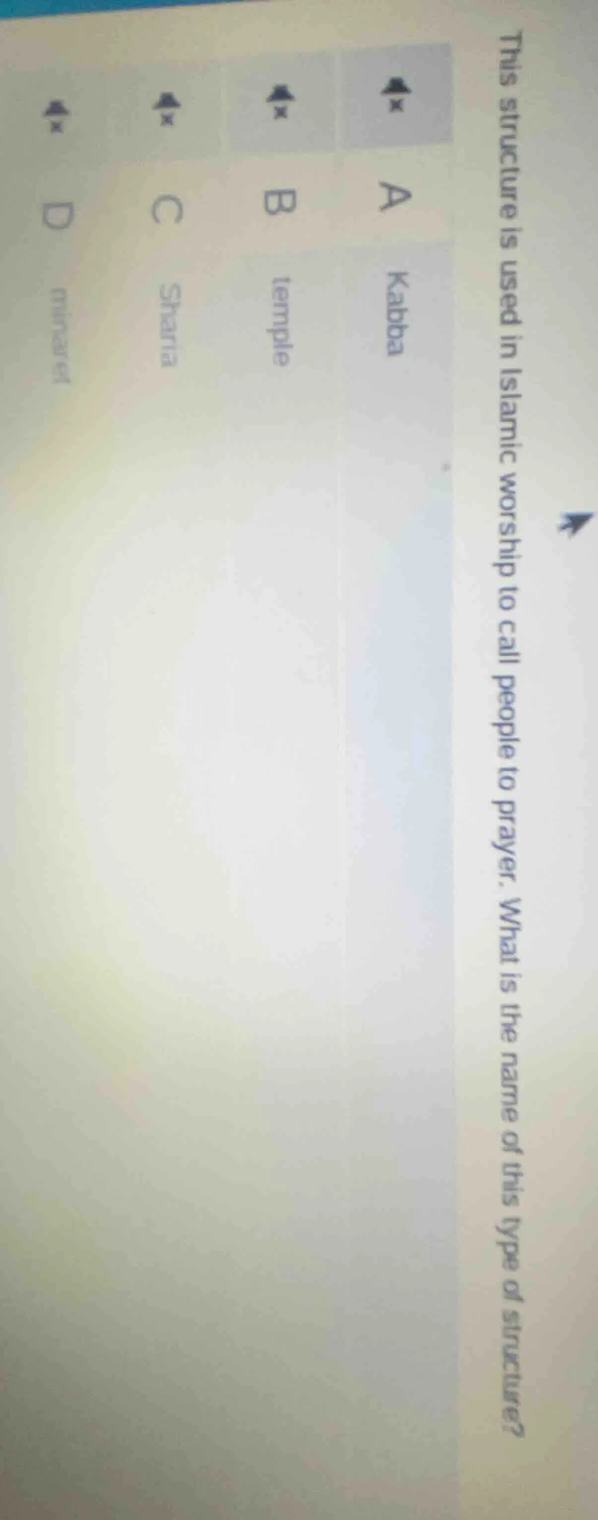 this structure is used in islamic worship to call people to prayer. wha…