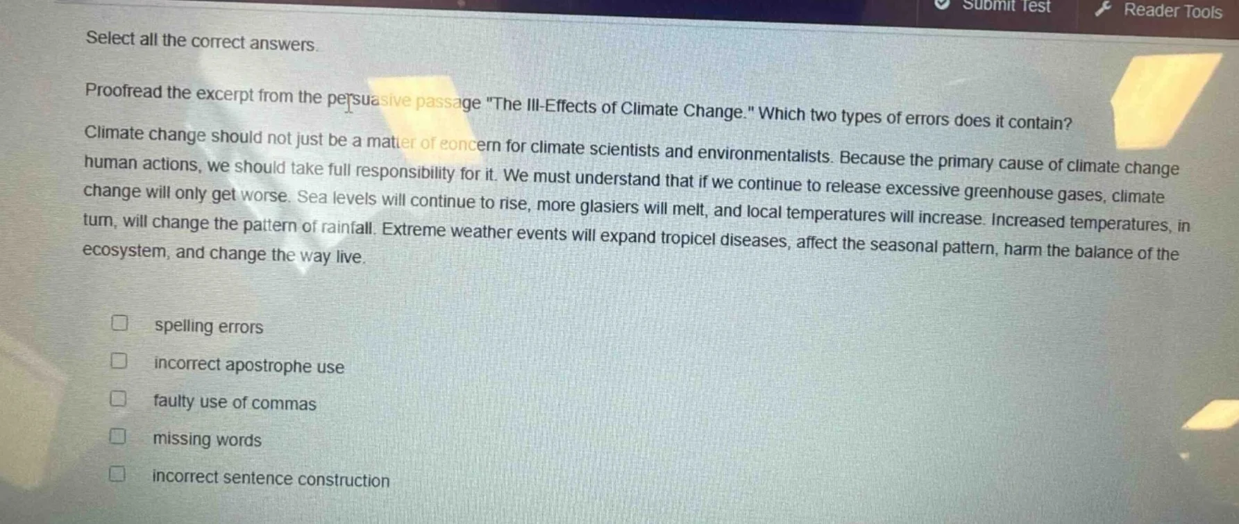 select all the correct answers. proofread the excerpt from the persuasi…