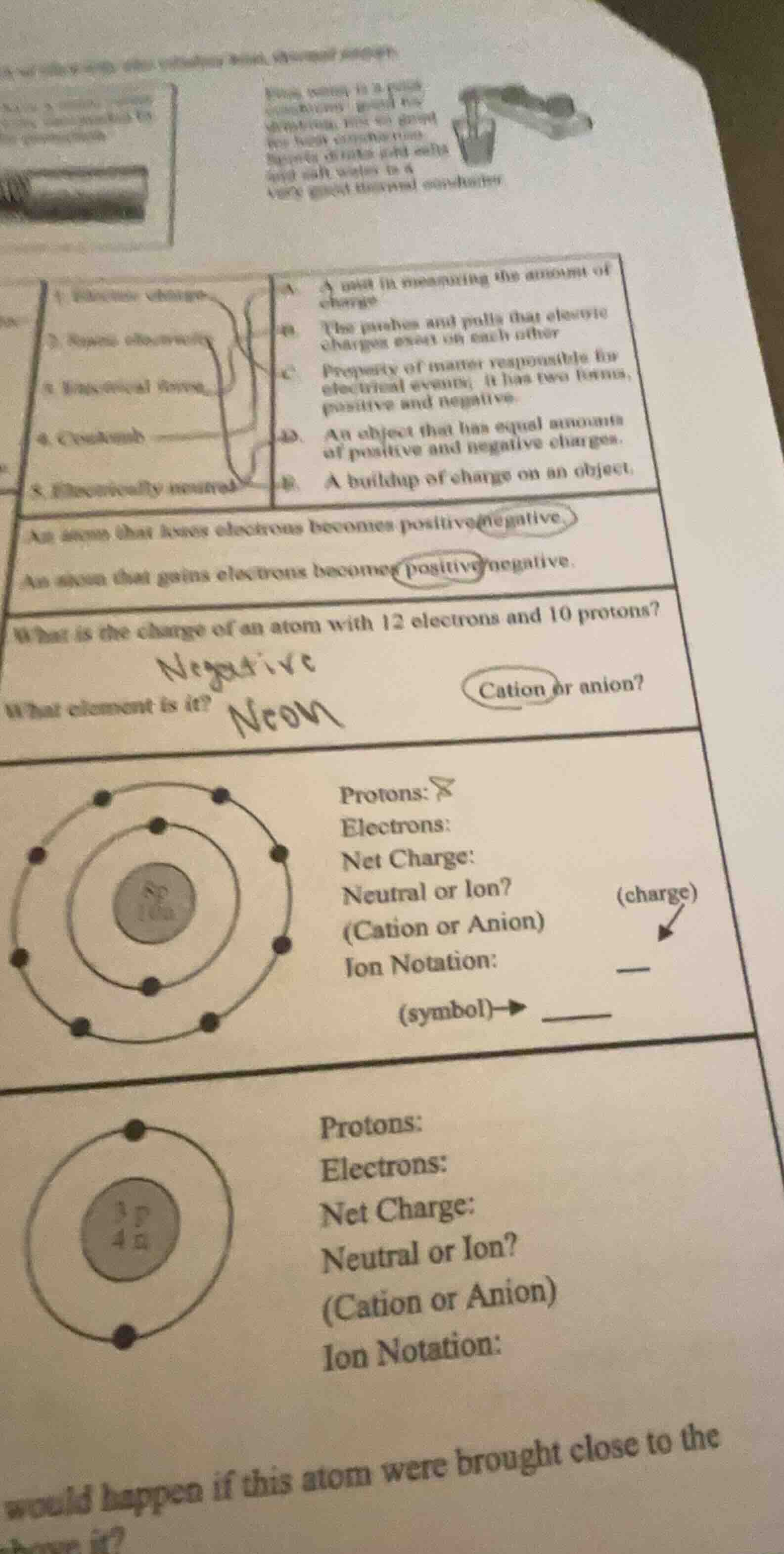 1. electric charge2. static electricity3. electrical force4. coulomb5. …