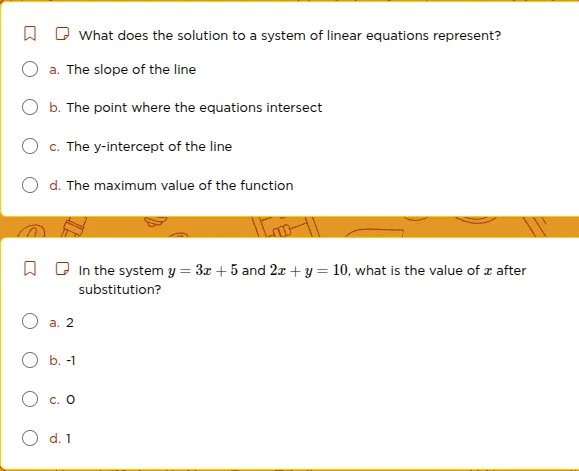 1. what does the solution to a system of linear equations represent? a.…