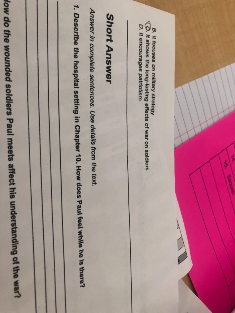 b. it focuses on military strategy c. it shows the long-lasting effects…