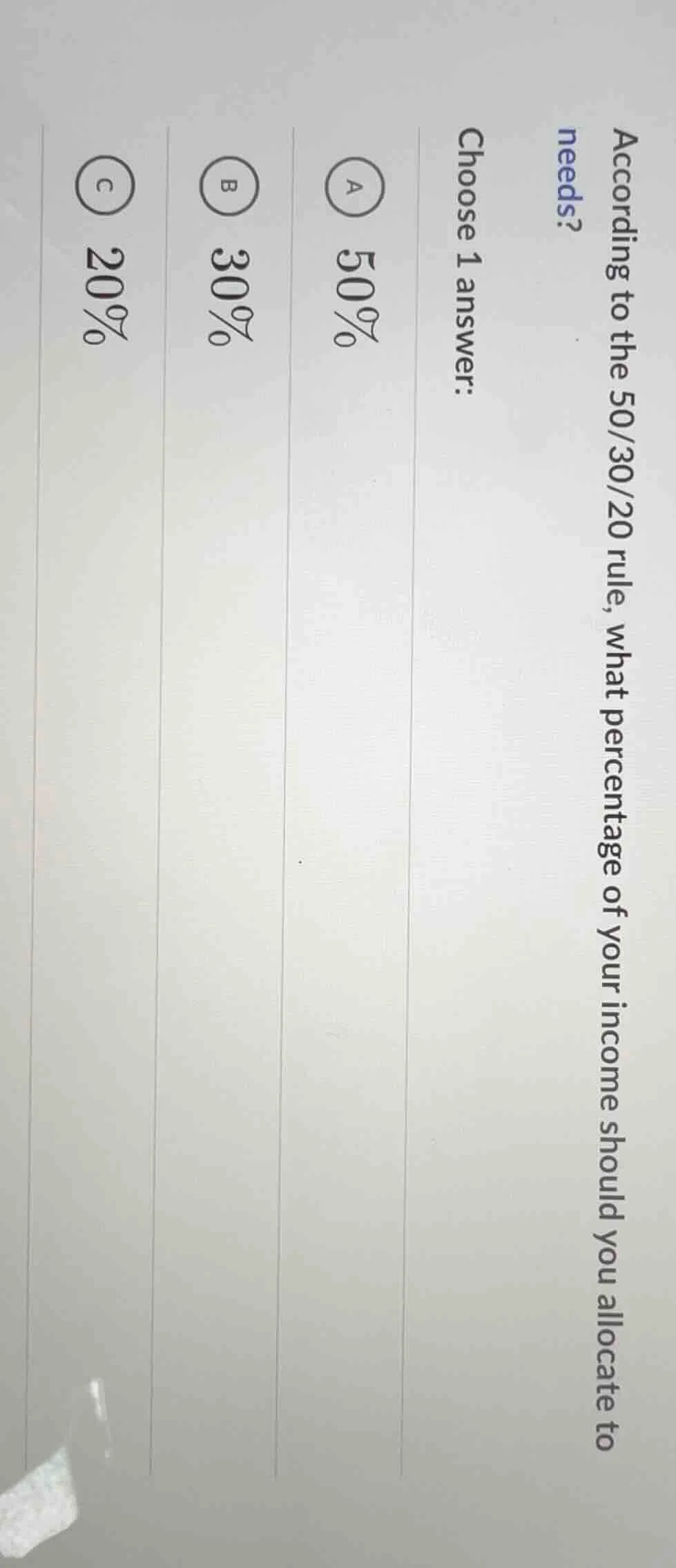 according to the 50/30/20 rule, what percentage of your income should y…