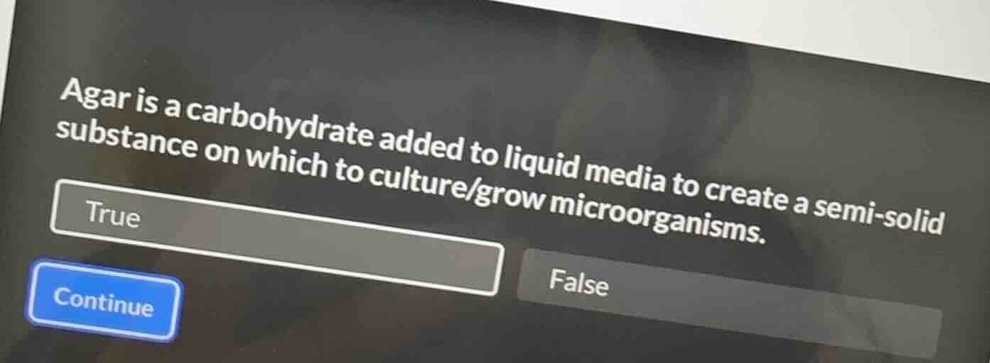 agar is a carbohydrate added to liquid media to create a semi-solid sub…