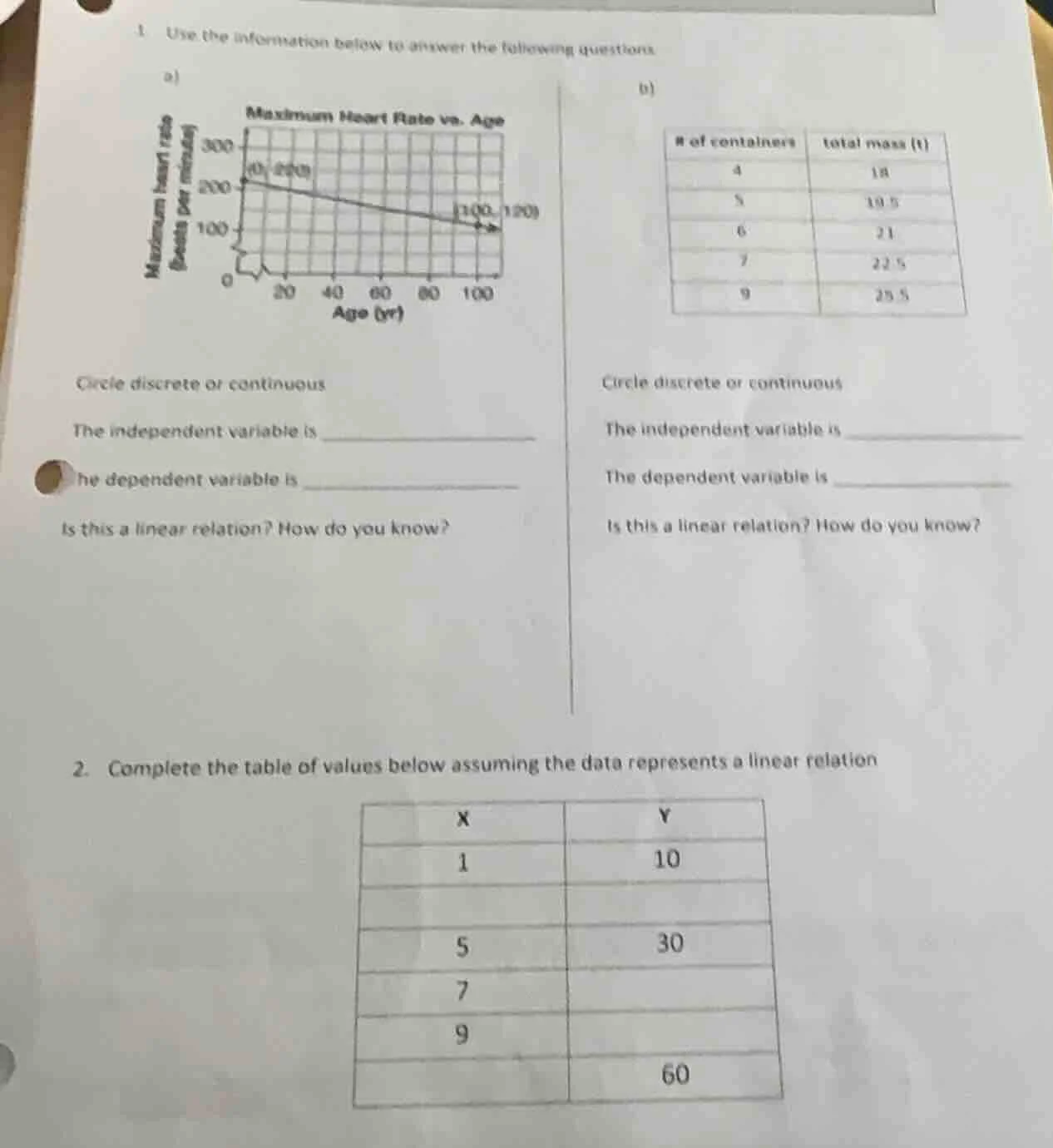 1. use the information below to answer the following questions. a) circ…