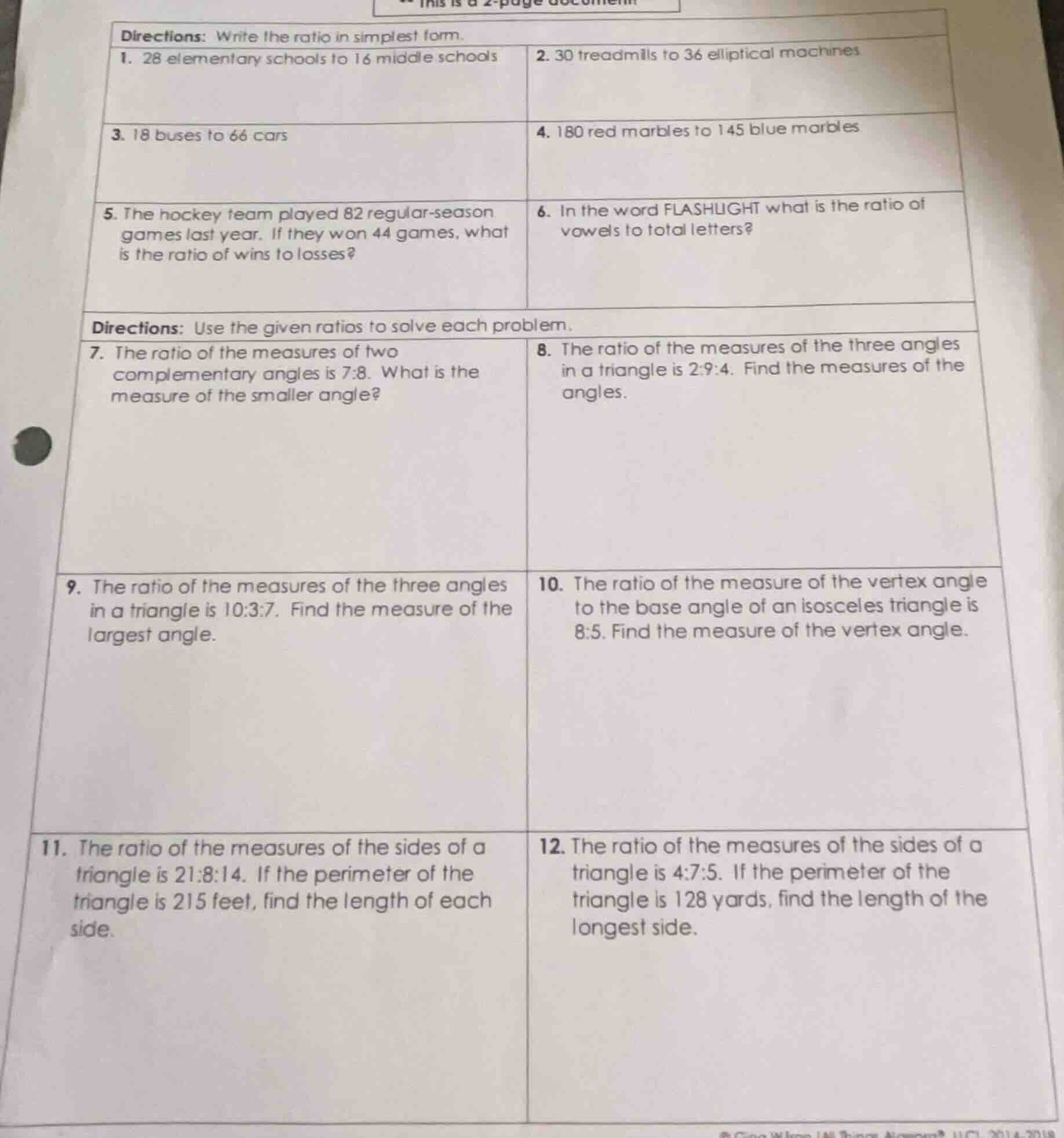 this is a 2-page documentdirections: write the ratio in simplest form.1…