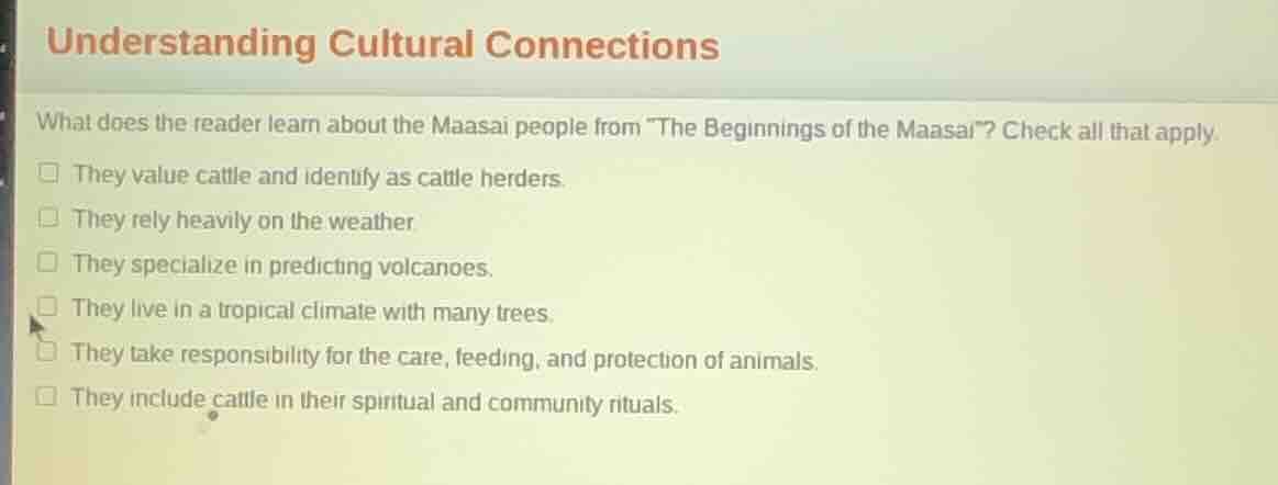 understanding cultural connections what does the reader learn about the…