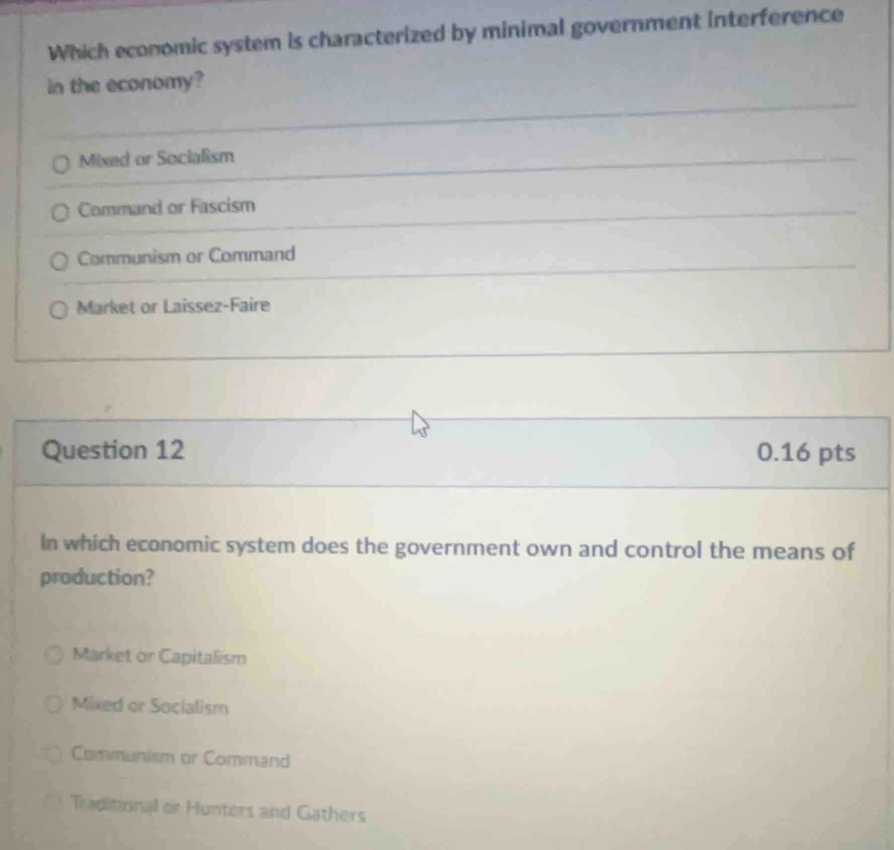 which economic system is characterized by minimal government interferen…