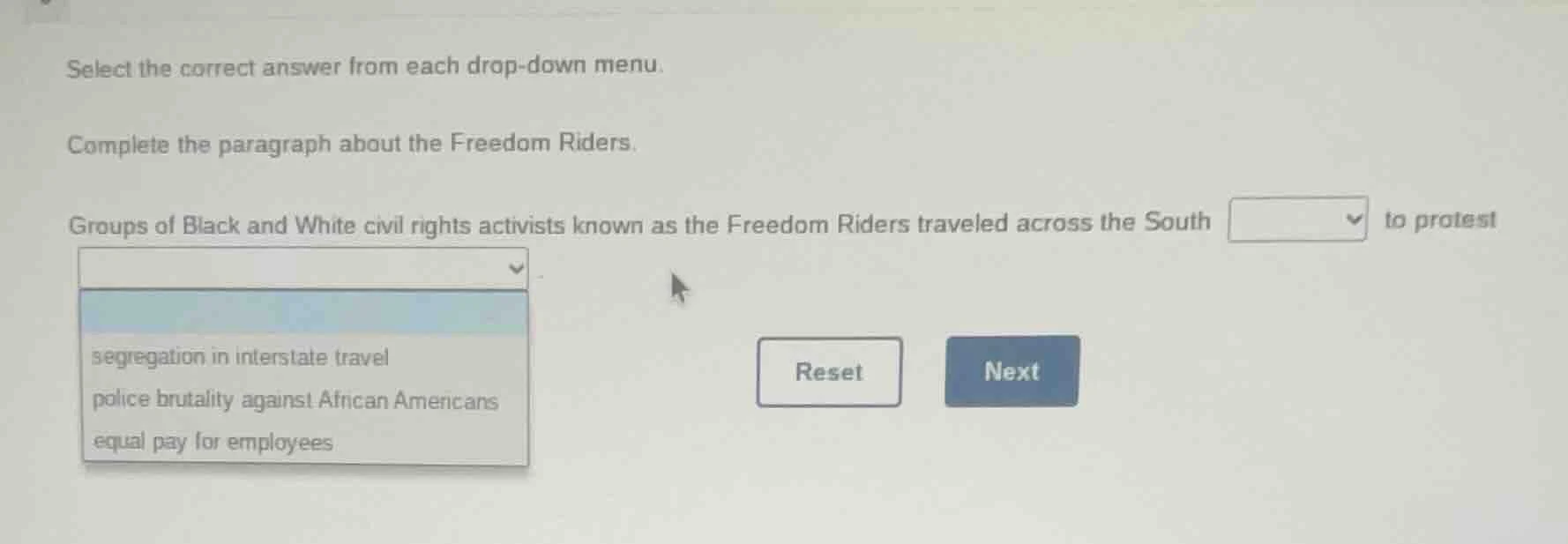 select the correct answer from each drop-down menu. complete the paragr…