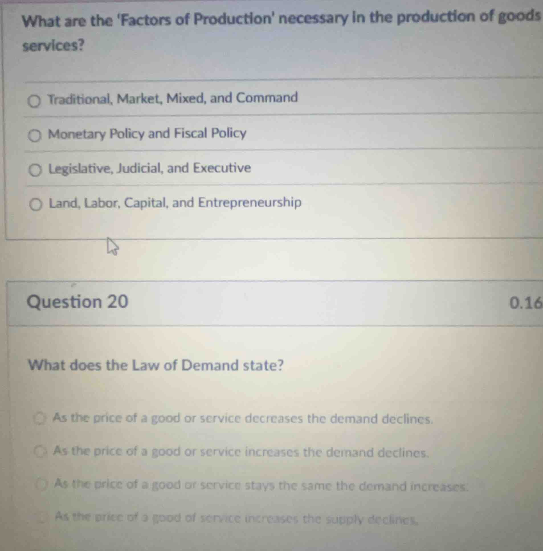 what are the factors of production necessary in the production of goods…