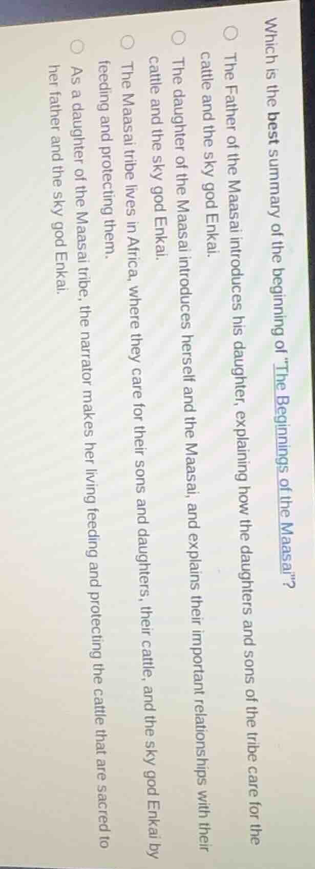 which is the best summary of the beginning of \the beginnings of the ma…