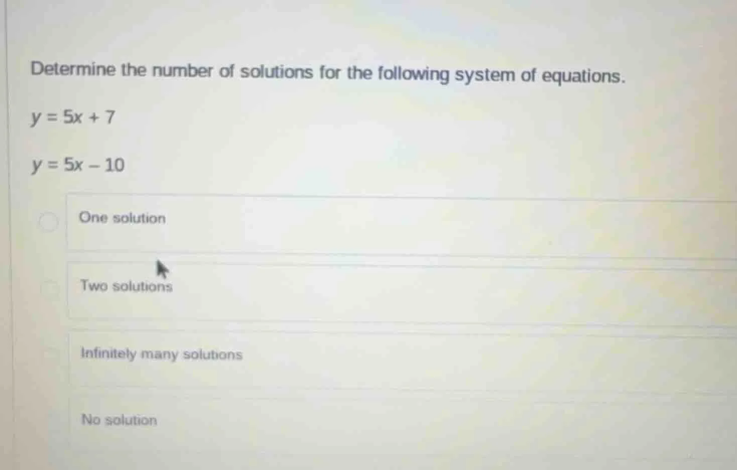 determine the number of solutions for the following system of equations…