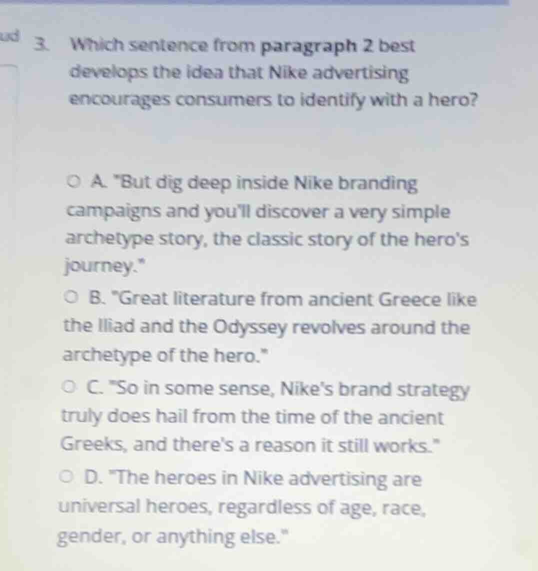 3. which sentence from paragraph 2 best develops the idea that nike adv…