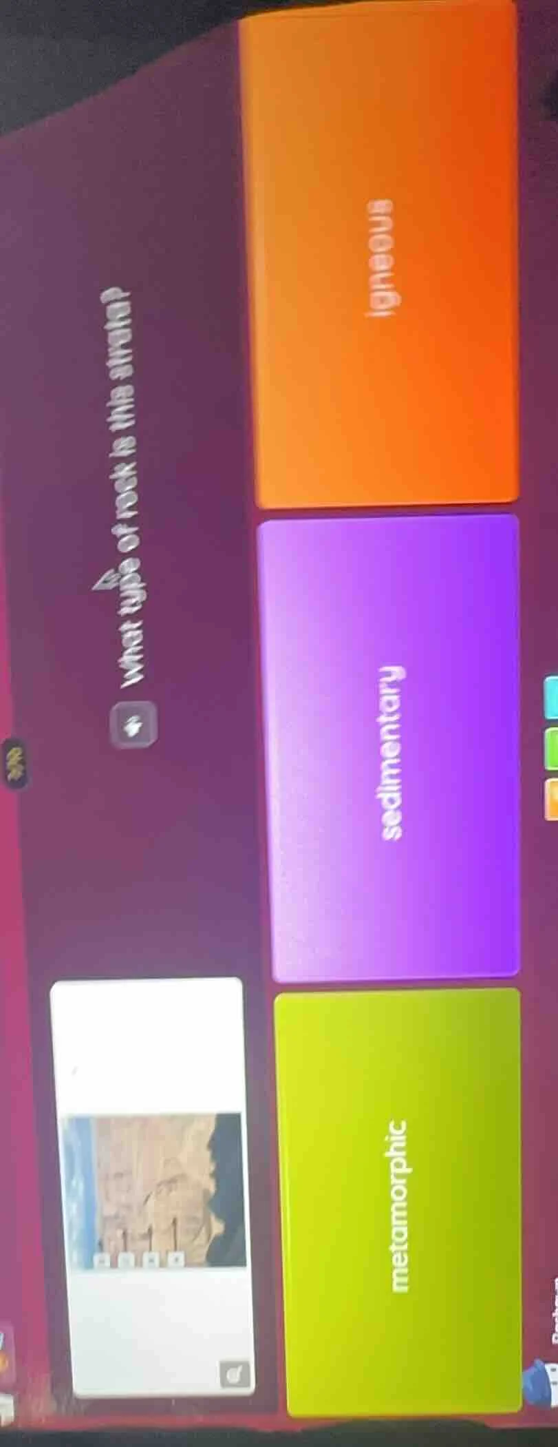 what type of rock is this strata? igneous sedimentary metamorphic